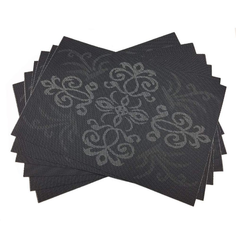 Gugrida Luxury Black Placemats Set of 6 Crossweave Woven Vinyl Placemat for Dining Table Heat Resistant Non-Slip Kitchen Table Mats Easy to Clean - Image 2